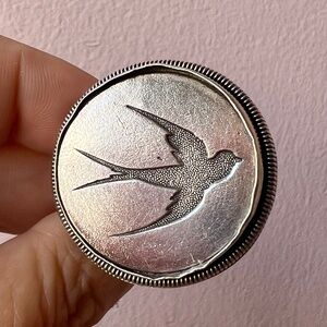 VINTAGE MARS AND VALENTINE SWALLOW BIRD OVERSIZED STATEMENT STERLING RING AS IS